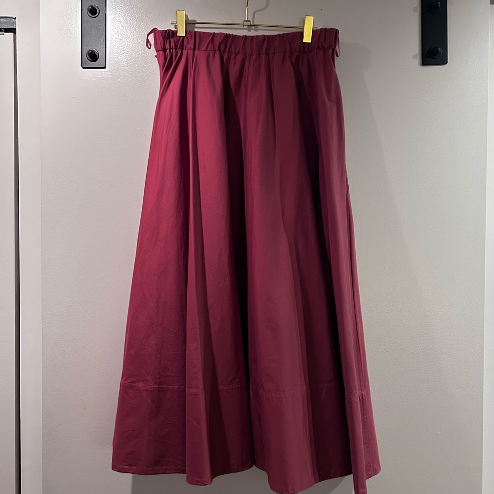 COS dark dusky pink elastic waist maxi skirt with pockets
